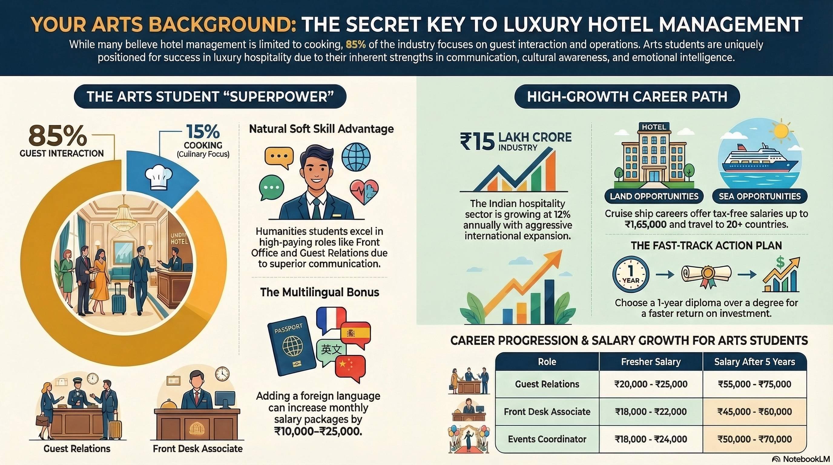 Career in Hotel Management After 12th Arts 2026: Complete Guide - Hotel Mgmt career guide from Wings Institute Vadodara Gujarat